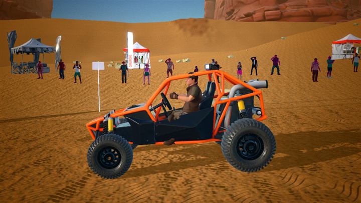 Driver in a sand rail