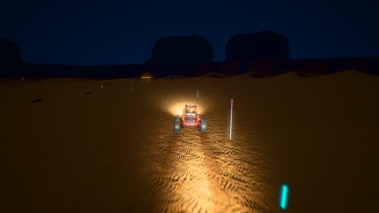 Headlights at night in Midnight Dunes